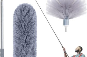 Cobweb Duster with Extension Pole, Spider Web Brush & Ceiling Cleaning Kit, 100″ Microfiber Feather Duster Cleaner with Washable Head for Ceiling Fan, Furniture, Home