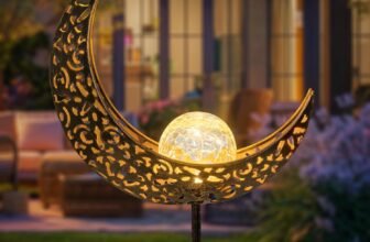 Homeimpro Moon Solar Lights Outdoor Garden Decor Gifts for Mom Women,Waterproof Stakes Yard Decorations for Lawn, Patio Accessories, Backyard Ornaments Birthday Gifts Mother Grandma (Bronze)