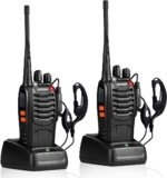 pxton Walkie Talkies Rechargeable Long Range Two-Way Radios with Earpieces,2-Way Radios UHF Handheld Transceiver Walky Talky with Flashlight Li-ion Battery and Charger（2 Pack）