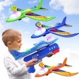 3 Pack Foam Airplane Launcher Toys, 2 Flight Mode Glider Plane,Kids Flying Toy,3 4 5 6 7 8 9 10 11 12 Year Old Boys Girls Gifts,Outdoor Sport Party Favor
