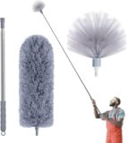 Cobweb Duster with Extension Pole, Spider Web Brush & Ceiling Cleaning Kit, 100″ Microfiber Feather Duster Cleaner with Washable Head for Ceiling Fan, Furniture, Home