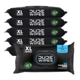 DUDE Wipes – Flushable Wipes – 6 Pack, 288 Wipes – Unscented Extra-Large Adult Wet Wipes – Vitamin-E & Aloe – Septic and Sewer Safe