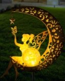 Solar Garden Statues Outdoor Decor, Fairy Moon Figurine Light Stake, Housewarming Ornament for Patio, Lawn, Yard, Pathway – Unique Gift Ideas for Gardening Mom Grandma